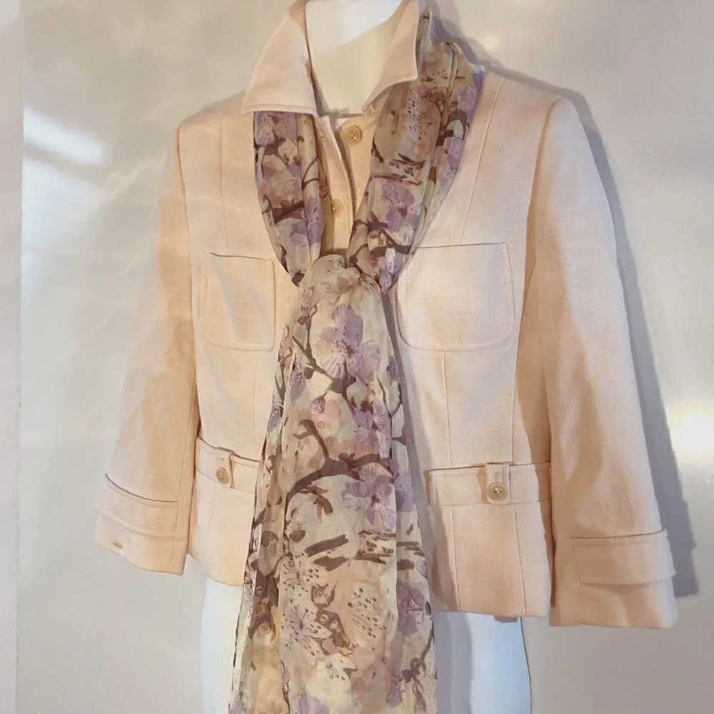 Mixit Silky Sheer Cherry Blossom print scarf Cottage Romantic Feminine Coquette